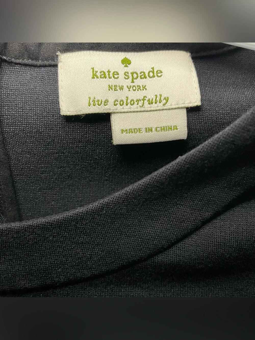 kate spade Black Scallop-Hem Long Sleeve Top - Clean Neckline
